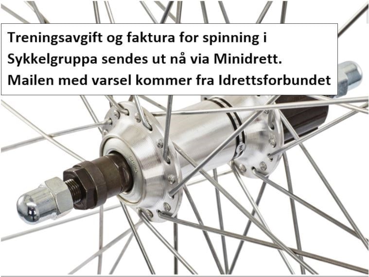 Treningsavgift Sykkel og faktura for spinning sendes ut nå
